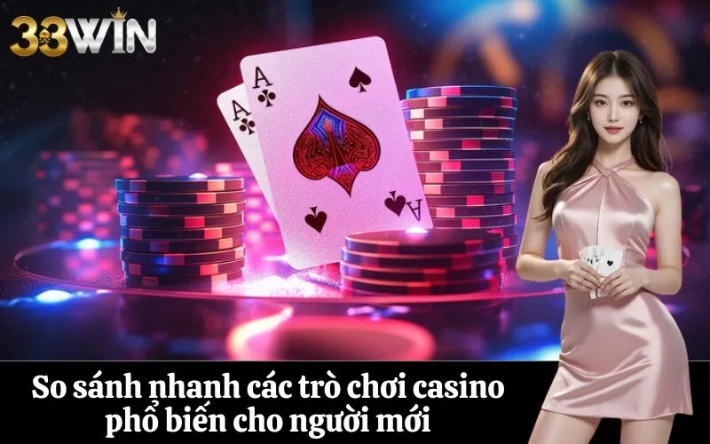 So sánh nhanh các trò chơi casino phổ biến cho người mới